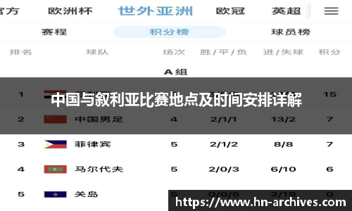 中国与叙利亚比赛地点及时间安排详解